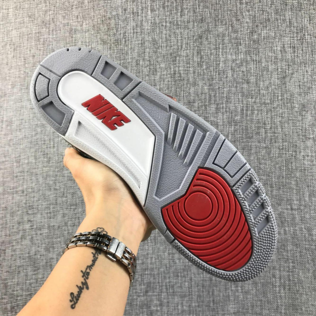 Air Jordan 3 Retro Black Cement Sneakers, in Black and Grey - product image from the listing.