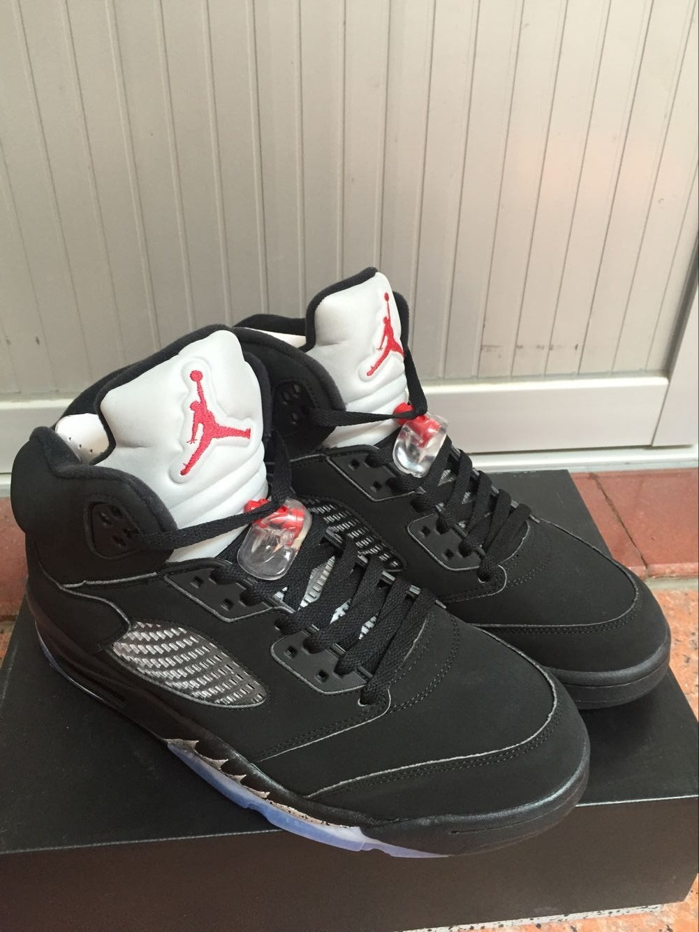 Air Jordan 5 High-Top Sneakers in Black Silver - product image from the listing.