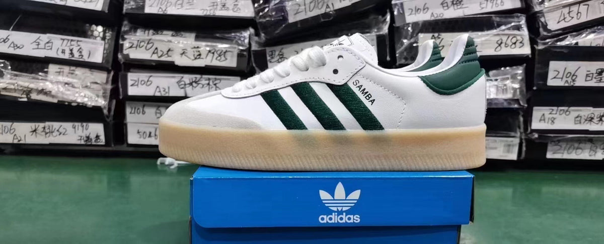 adidas Samba Platform Trainers White Green Gum Sole - product image from the listing.