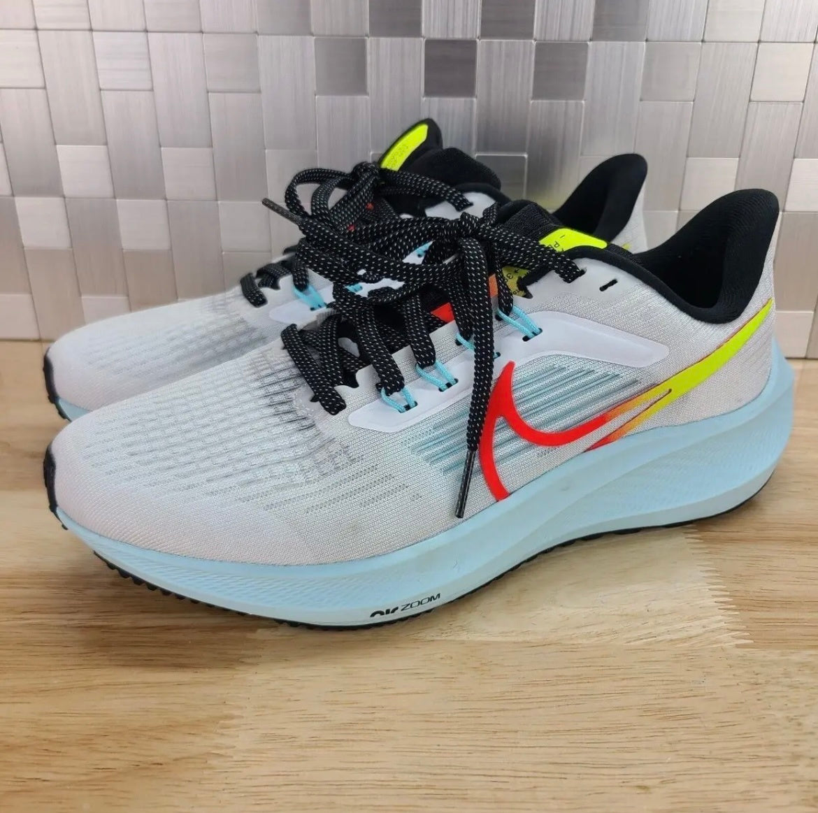 Nike Air Zoom Pegasus 39 Running Shoes in White Red Yellow DX3350-100 - product image from the listing.
