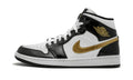 Air Jordan 1 Mid SE Black Gold Patent in Leather - product image from the listing.