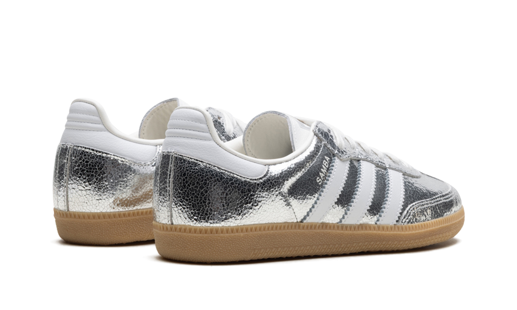 Women's Samba OG "Silver Metallic Cracked Leather" JR0035 - product image from the listing.