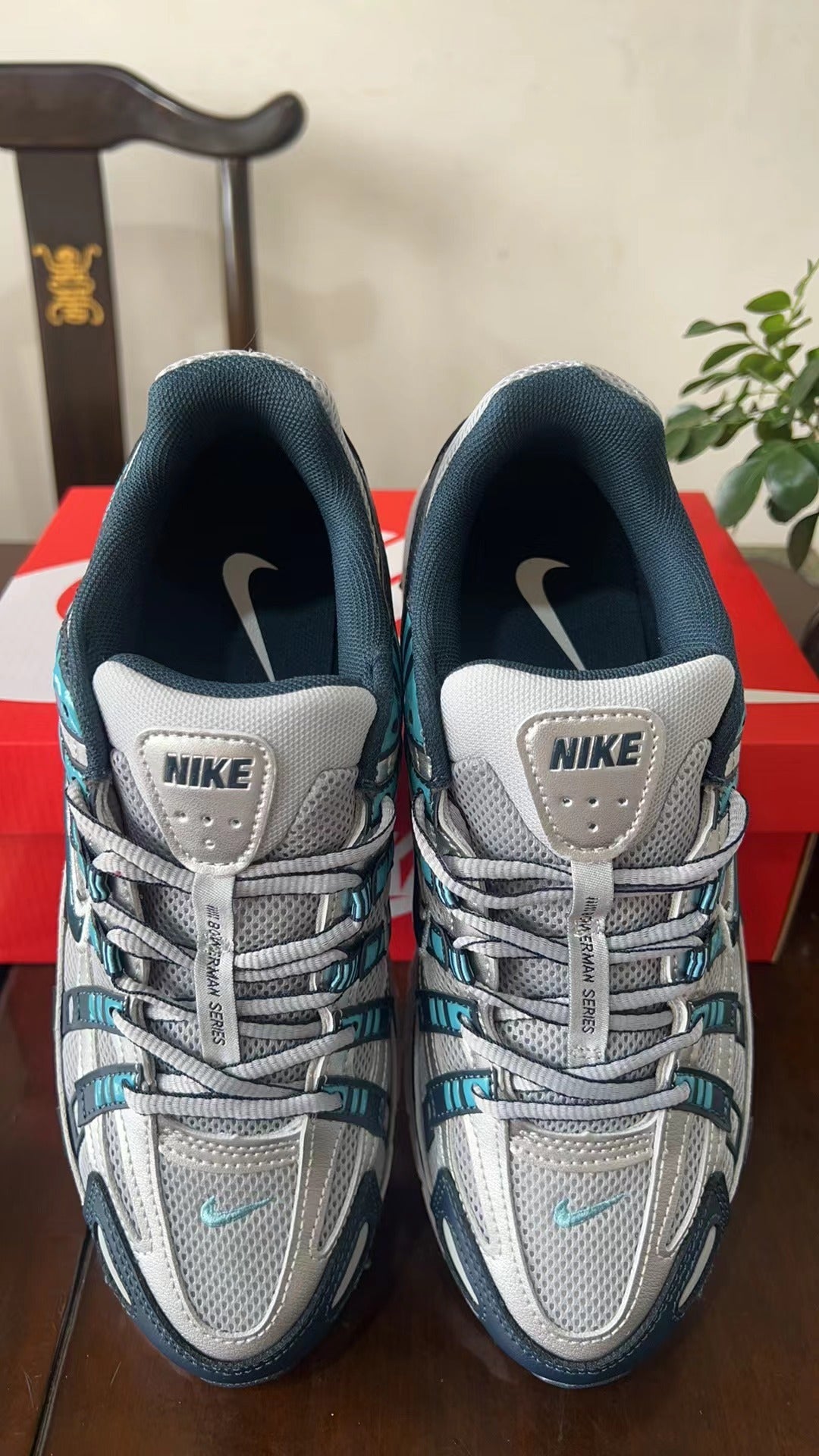 Nike P-6000 Sneakers in White Navy Turquoise CD6404-402 - product image from the listing.