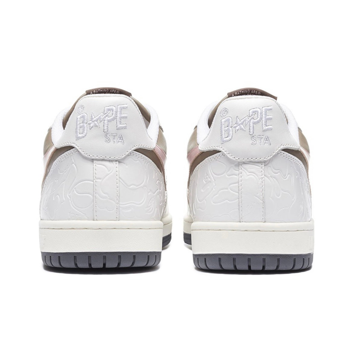 BAPE Sk8 Sta Low-Top Sneakers in White, in Taupe and Pink - product image from the listing.