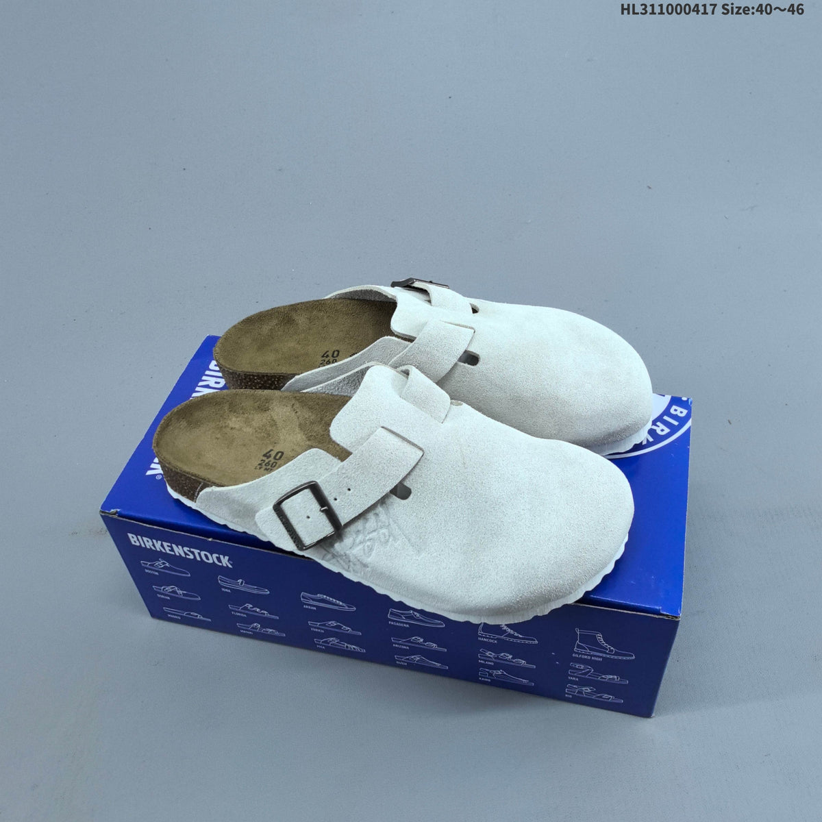 Suede Birkenstock Boston Clog-Style Sandals - product image from the listing.
