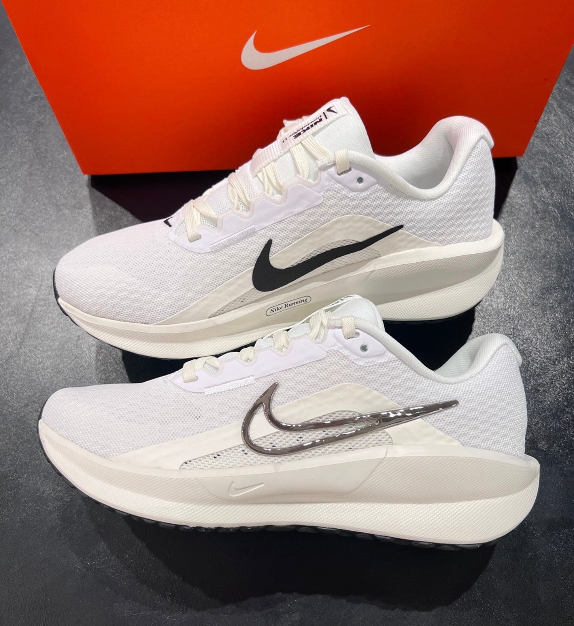 Nike Downshifter 13 Running Shoes in White Silver FD6476-100 - product image from the listing.