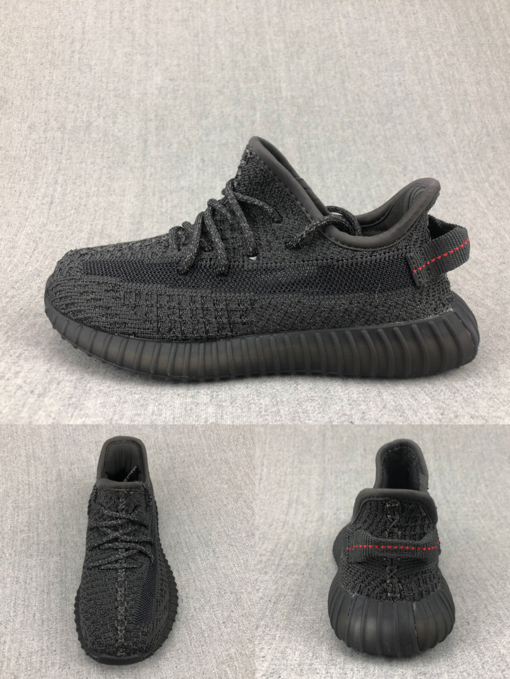 Black Yeezy 350 V2 Kids Sneakers - product image from the listing.