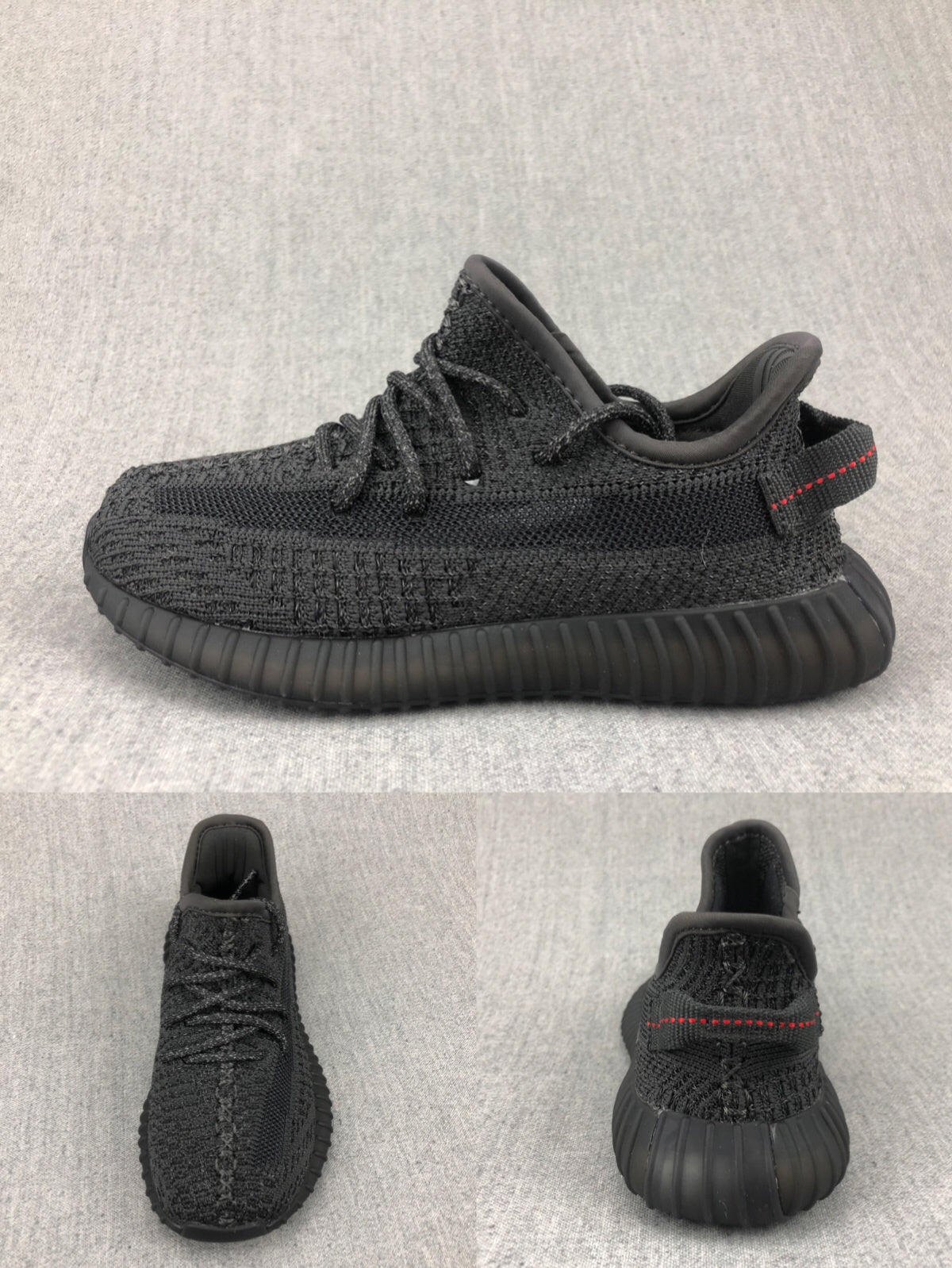 Black Yeezy 350 V2 Kids Sneakers - product image from the listing.