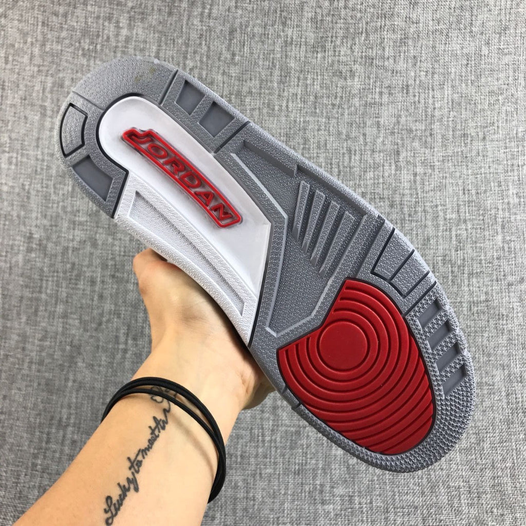 Air Jordan 3 Retro High-Top Sneakers in White Red - product image from the listing.