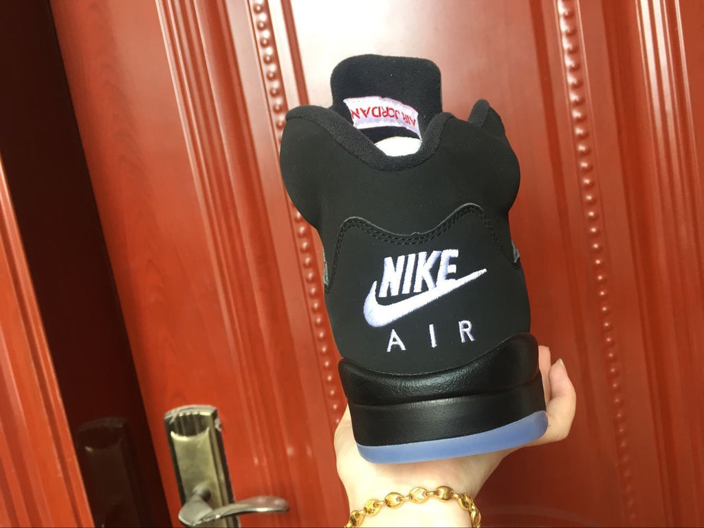Air Jordan 5 High-Top Sneakers in Black Silver - product image from the listing.