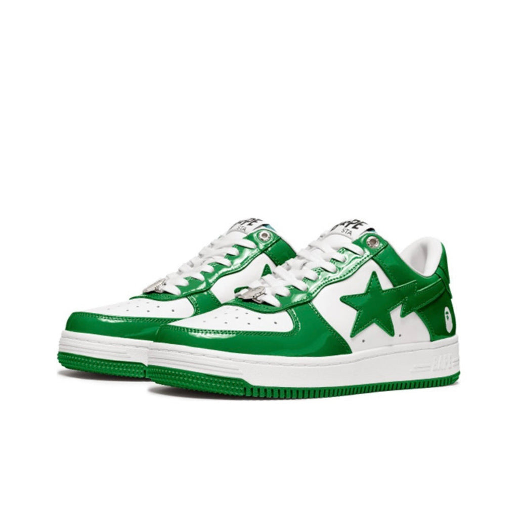 BAPE STA Low Trainers in Green and White 1H70-191-001 - product image from the listing.