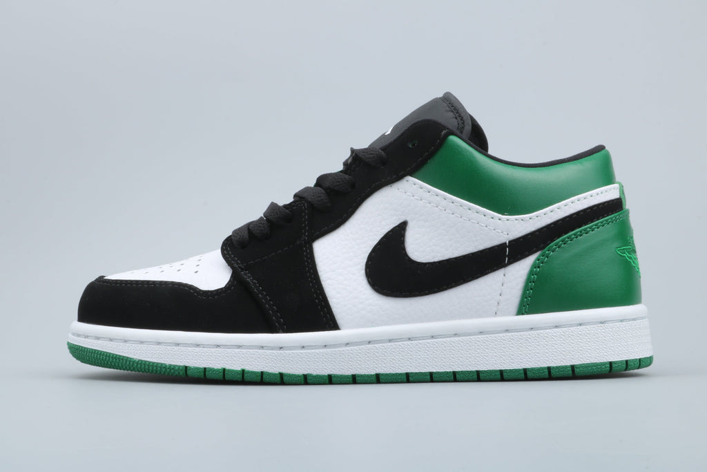 Jordan 1 Low Green Toe Sneakers in Black White Green - product image from the listing.