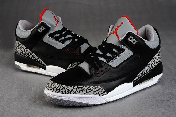 Air Jordan 3 Black Grey Red High-Top Sneakers - product image from the listing.