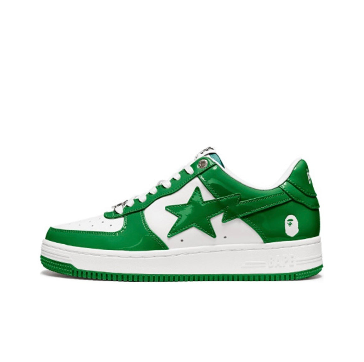 BAPE STA Low Trainers in Green and White 1H70-191-001 - product image from the listing.