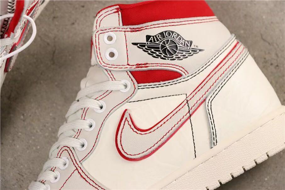 Air Jordan 1 Retro High OG Sneakers in White and Red - product image from the listing.