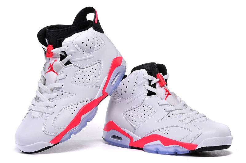White and Infrared Basketball Sneakers - Air Jordan 6 High - product image from the listing.
