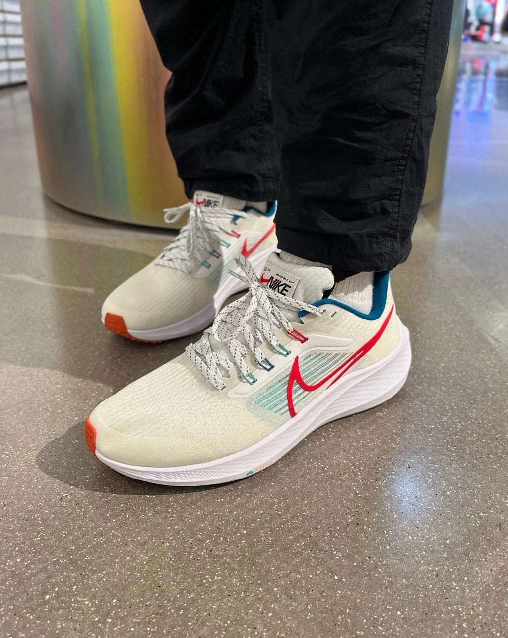 Nike Air Zoom Pegasus 39 Running Shoes in White Red Blue FD4322-161 - product image from the listing.