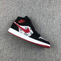 Air Jordan 1 Mid Sneakers in Black Red 852542-061 - product image from the listing.