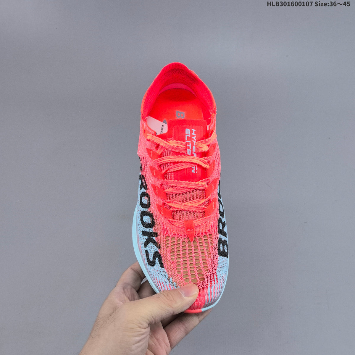 Coral and Blue Brooks Hyperion Elite 5 Running Shoes - product image from the listing.