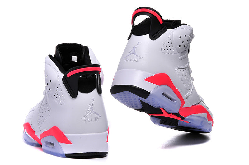 White and Infrared Basketball Sneakers - Air Jordan 6 High - product image from the listing.