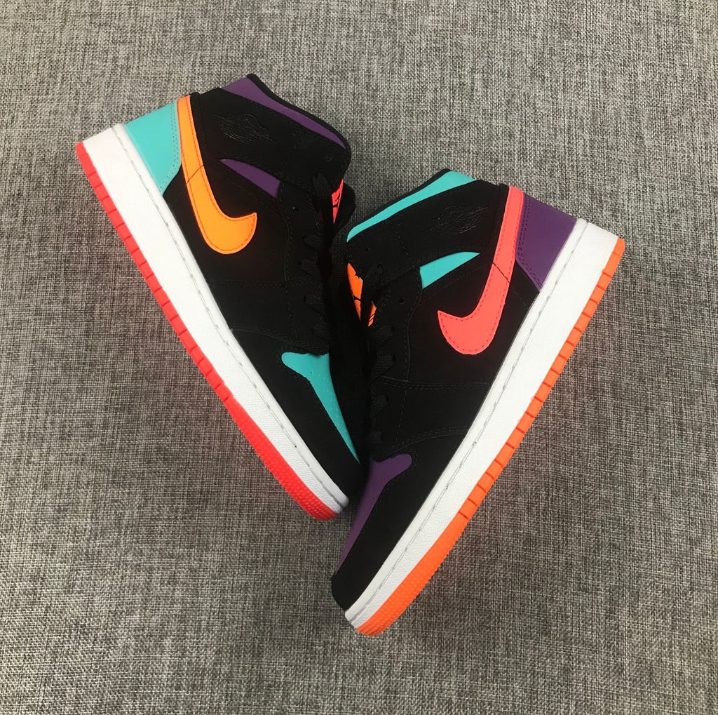 Jordan 1 Mid Sneakers in Multicolor Black 554725-083 - product image from the listing.