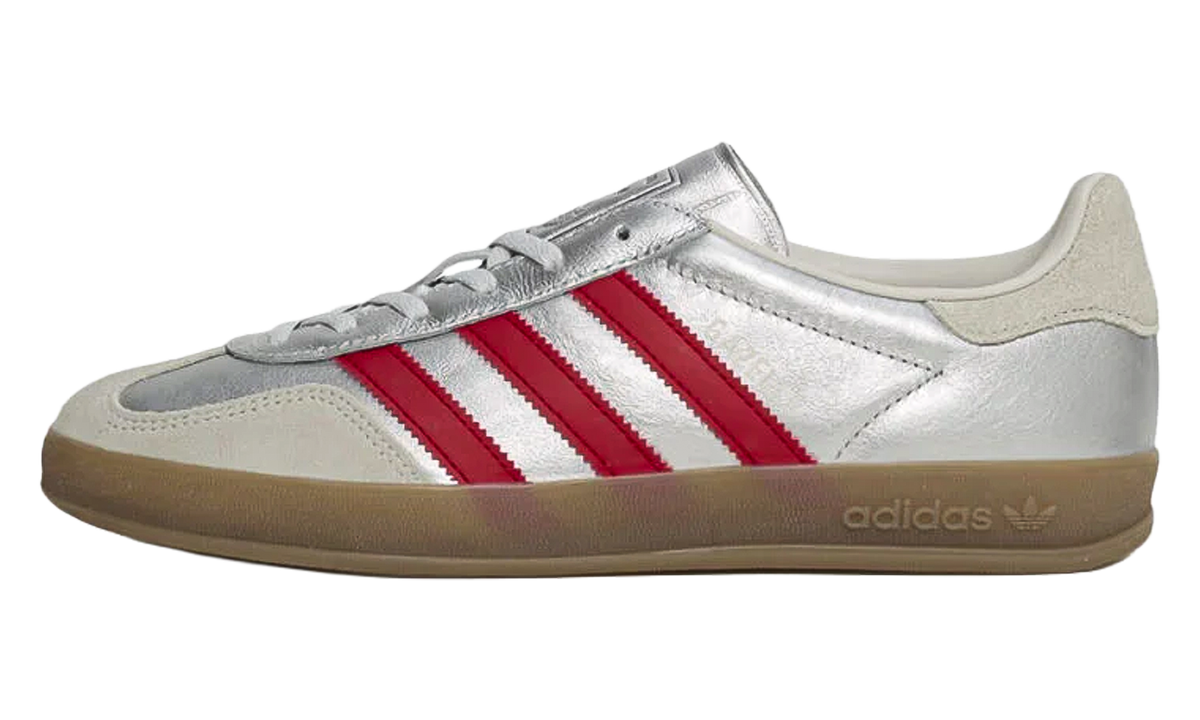 Women's Gazelle Indoor "Silver Metallic Better Scarlet" JR2403 - product image from the listing.