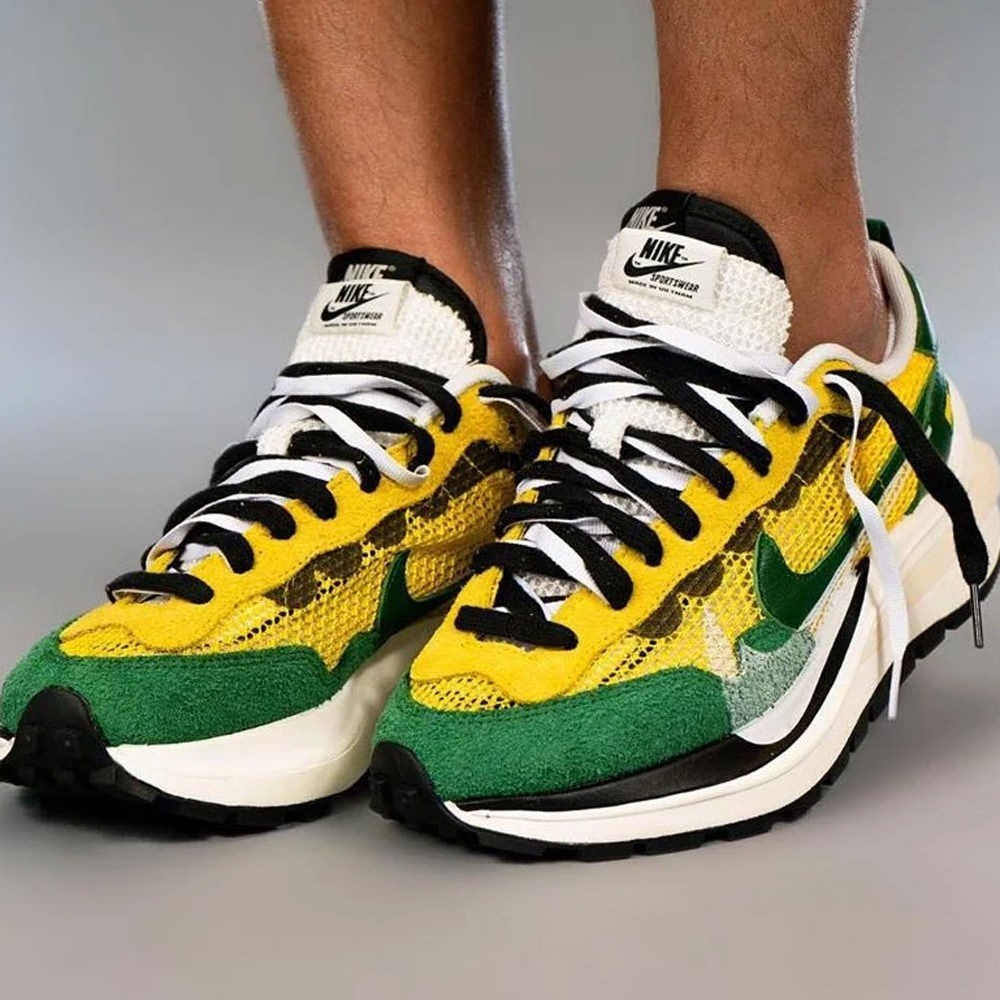 Sacai x Nike VaporWaffle Tour Yellow Stadium in Green - product image from the listing.