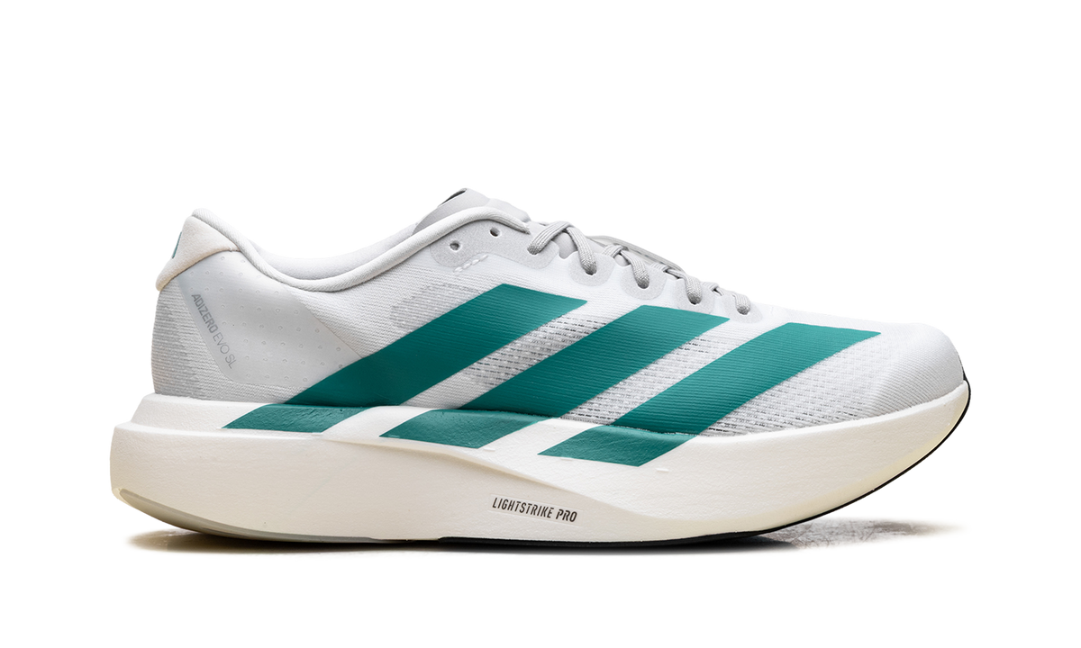 "White Pure Teal" adiZero EVO SL JS4451 - product image from the listing.